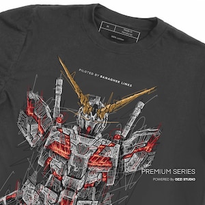 Unicorn Mobile Suit Gundam Japanese Anime Men&#39;s Short Sleeve Tshirt Graphic Tees