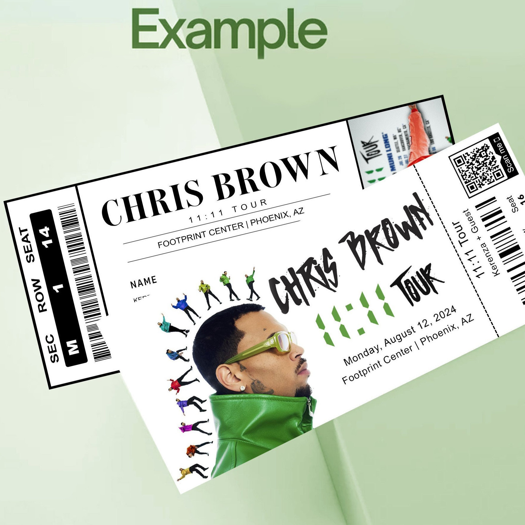 Chris Brown Printable Concert Ticket Template, Custom 1111 Tour 2024