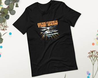 Shirt Here Comes the Sun, retro zomershirt, retro zomer-T-shirt, Here Comes the Sun-T-shirt, T-shirt retrostijl, shirt natuur, oversized T-shirt