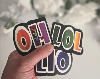 Pegatinas divertidas Oh Lio Lol, pegatinas laminadas mate dibujadas a mano, paquete de 3