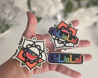 Juego de pegatinas con el logotipo de Oh Lio Lol: dibujadas a mano y laminadas en mate (paquete de 3)