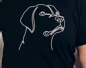 Minimalistisch T-shirt met lijntekeningen voor honden: elegant T-shirt met dierenliefhebber