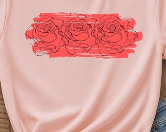 Red Roses Graphic T-Shirt – Hand-Drawn Botanical Art
