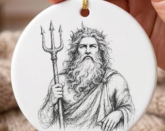 Poseidon Ornament, Greek God Trident Christmas Decor, Mythology Lover Gift, Ancient Greece Keepsake
