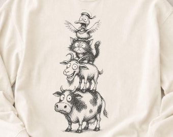 Funny Animal Stack Shirt, Comfort Colors Farm Animals Tee, Whimsical Wildlife Adult, Youth Gift