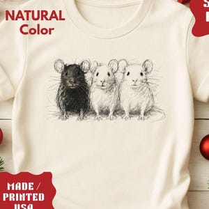 Funny River Rats Sketch Shirt,  Charcoal Rats Sketch T- Shirt, 3 Hand-Drawn Rats Design, Whimsical Rodent Art Tee, Quirky Animal Shirt