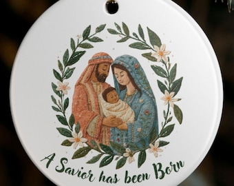 Adorno de la Natividad, regalo cristiano navideño personalizado, recuerdo para toda la familia.