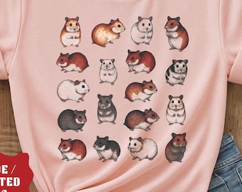Cute Hamster T-Shirt, Funny Hamster Lover Gift, Pet Rodent Tee, Kawaii Hamsters Kids, Adults Shirts