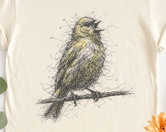 Canary  Bird Sketch Shirt,  Comfort Colors  Bird Graphic Tee, Yellow Canary Lover Adult, Youth Gift