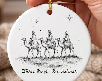 Adorno de los Tres Reyes Magos, Un Salvador, Regalo Cristiano Navideño Personalizado, Tres Reyes Magos Religiosos