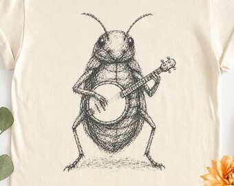 Funny Beetle Musician Shirt,  Comfort Colors Insect Banjo Graphic Tee, Bug Lover Adult, Youth Gift