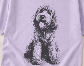 Goldendoodle Sketch Comfort Colors® Shirt, Fluffy Dog Graphic Tee,  Hand Drawn Gift for Kids, Adults Pet Lovers