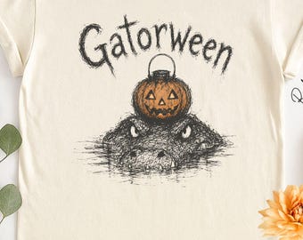 Gatorween Alligator Halloween Shirt, Comfort Colors Jack O Lantern Tee