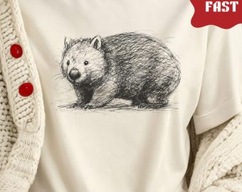 Hand-Drawn Wombat Sketch T-Shirt: Australian Wildlife Graphic Tee