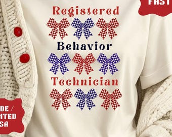 Registered Behavior Technician Shirt, ABA Therapist Bow Design, Behavior Analyst Tee