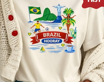 Brazil Shirt, Comfort Colors Brazil Travel Tee, Rio Soccer Palm Trees Vacation Gift Adults and Kids  Shirt