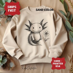 Cute Axolotl Shirt, Flower Axolotl Tee, Kawaii Amphibian Graphic Top, Axolotl Pet Kids Shirt Gift, Axolotl Mom Shirt image 5