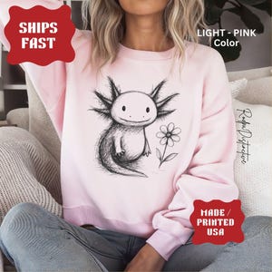 Cute Axolotl Shirt, Flower Axolotl Tee, Kawaii Amphibian Graphic Top, Axolotl Pet Kids Shirt Gift, Axolotl Mom Shirt image 7