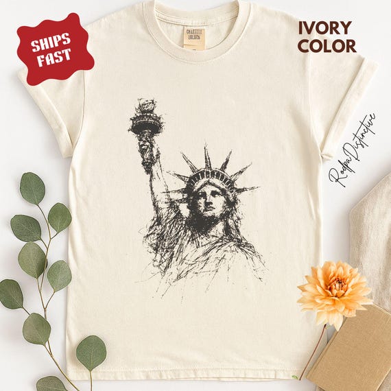 Statue of Liberty Comfort Colors Shirt, Patriotic USA Graphic Tee, New York Liberty T Shirt, Freedom America Vintage Gift