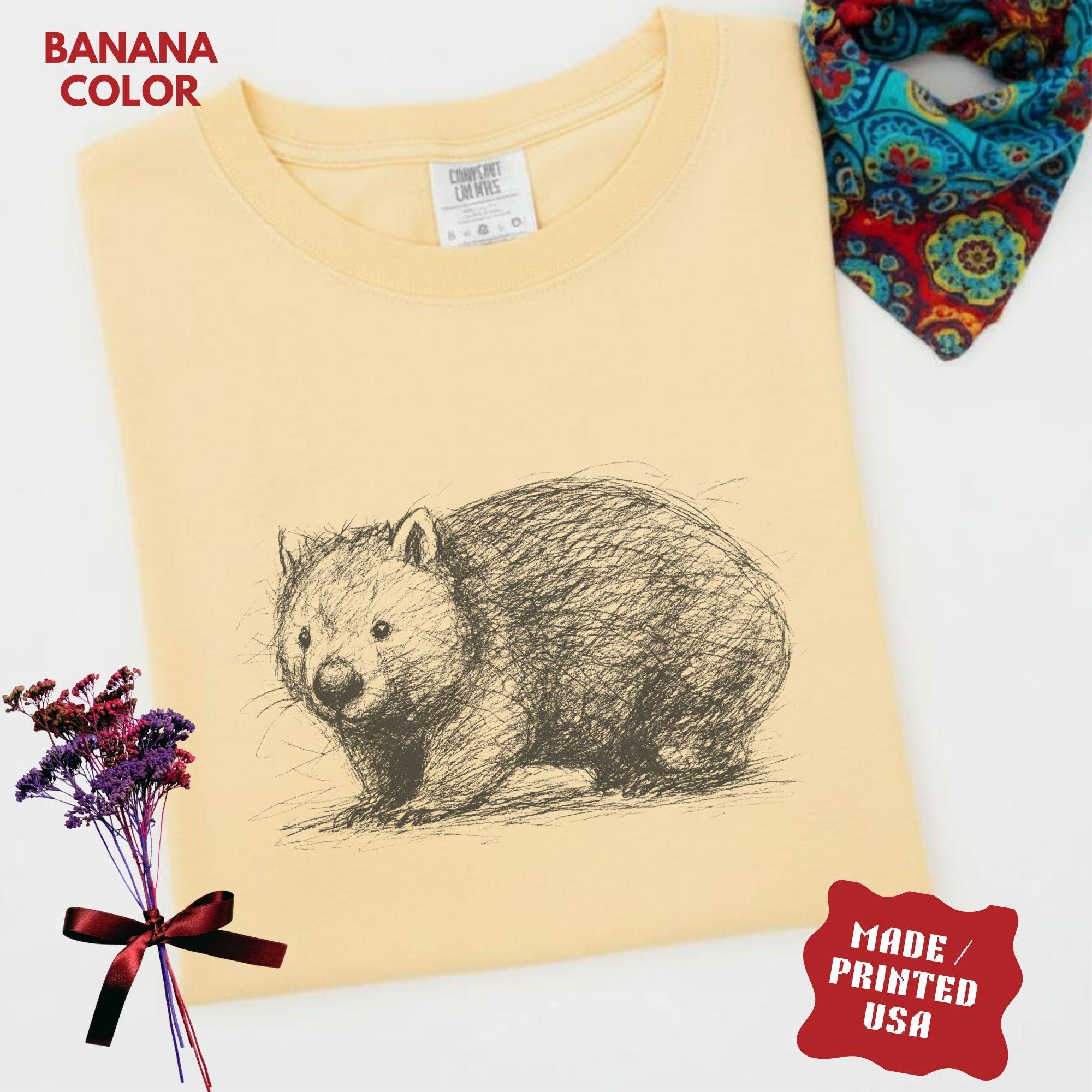 Hand-Drawn Wombat Sketch T-Shirt: Australian Wildlife Graphic Tee 