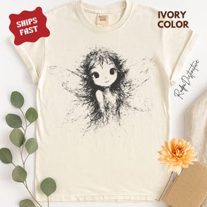 Fairy Sketch Shirt,  Ethereal Fantasy Art Comfort Colors Tee,  Mythical Pixie Kid, Toddler, Adult Gift