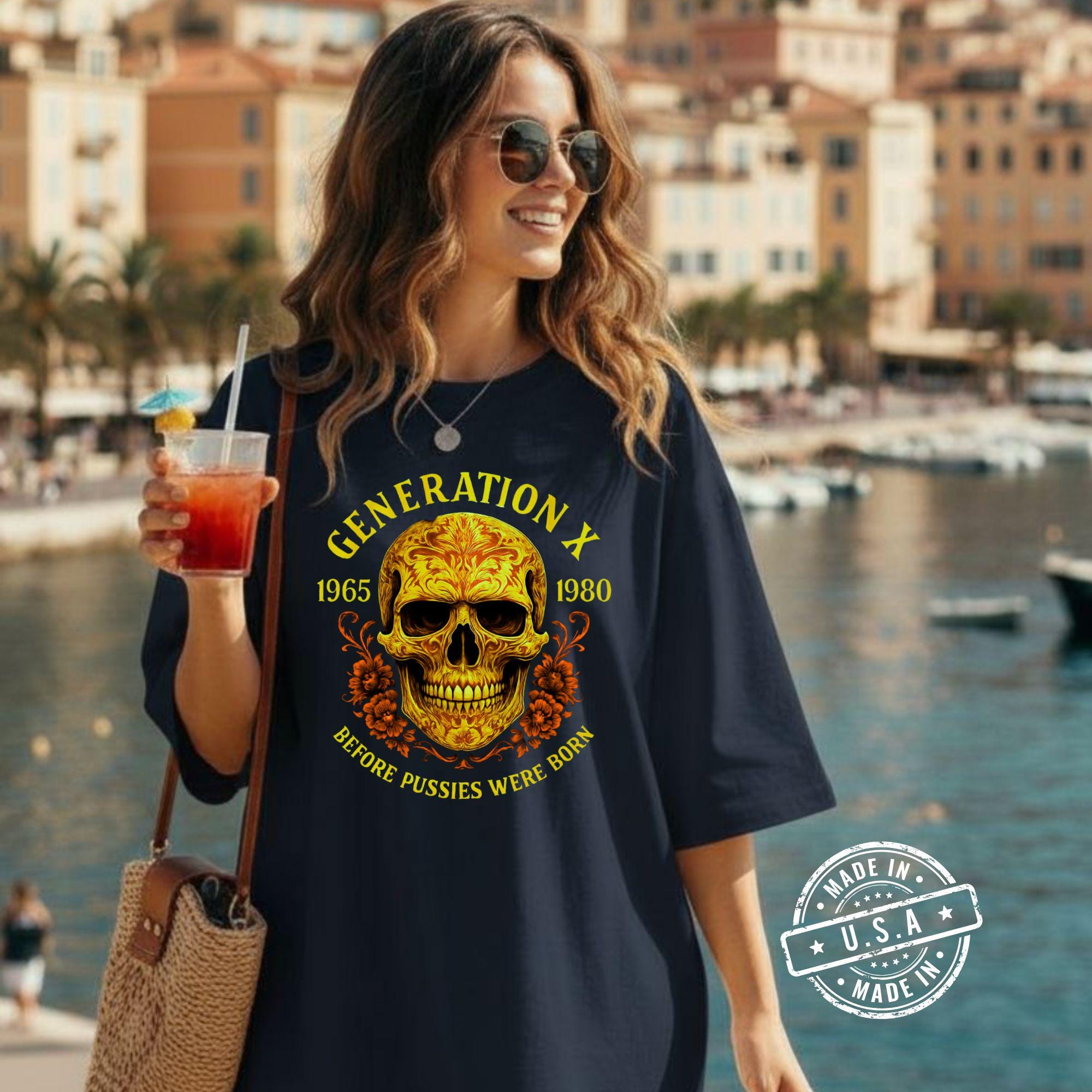 Retro Gen X Skull Graphic T-shirt, Edgy Skeleton Lover Comfort