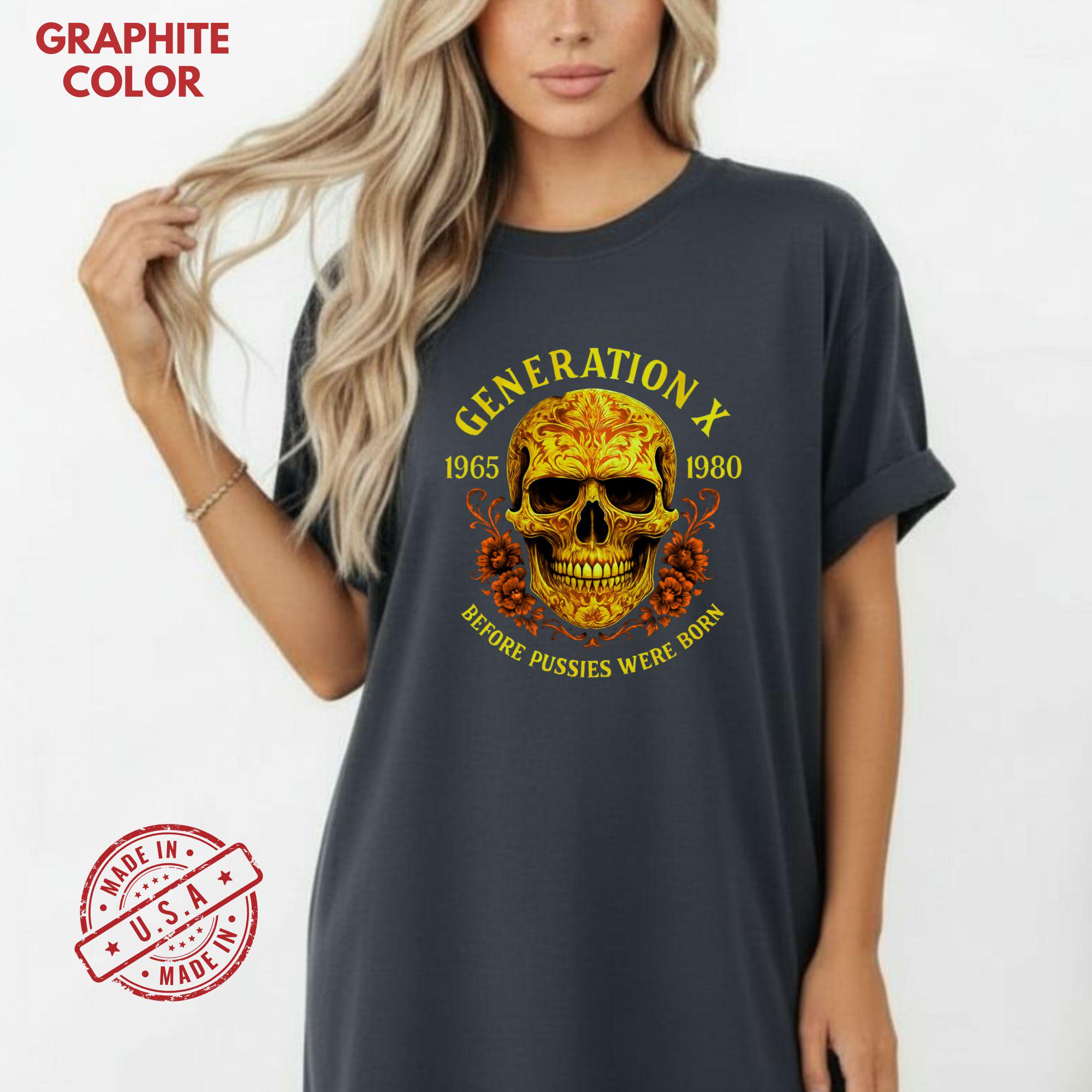 Retro Gen X Skull Graphic T-shirt, Edgy Skeleton Lover Comfort