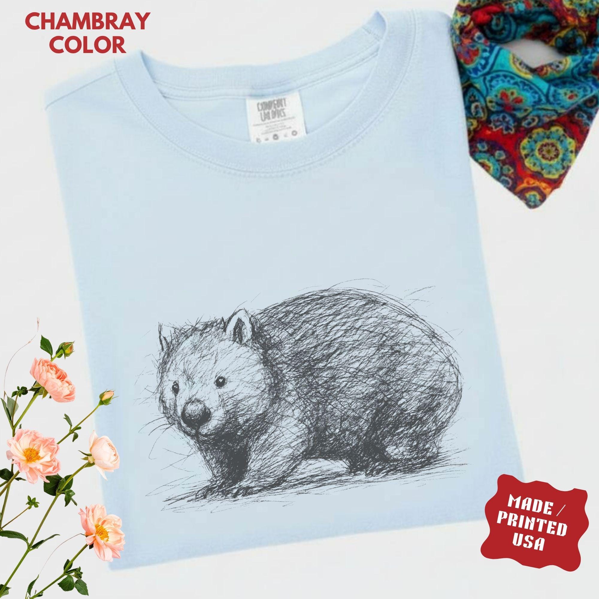 Hand-Drawn Wombat Sketch T-Shirt: Australian Wildlife Graphic Tee 