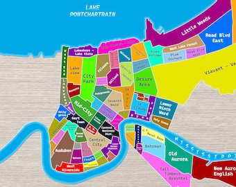 Posterkaart Buurten van New Orleans