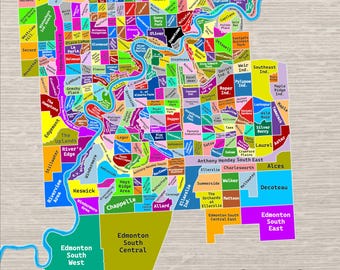Kaart van de buurten van Edmonton