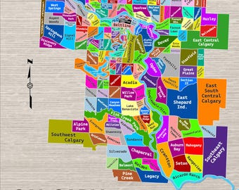 Posterkaart van de buurten van Calgary