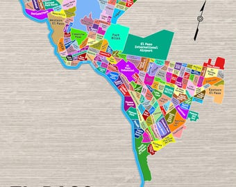 Posterkaart van de buurten van El Paso