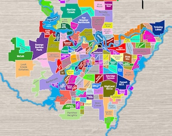 Kaart van de buurten van Fort Worth