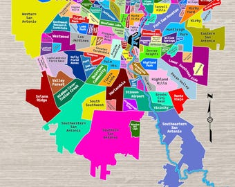 Kaart van de buurten van San Antonio