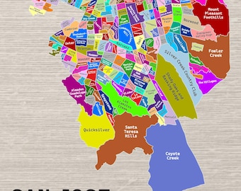 San Jose Neighborhoods Poster Map