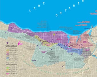 Posterkaart wijngebied Niagara-schiereiland