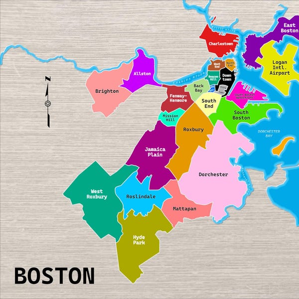 Boston Neighborhoods Poster Map