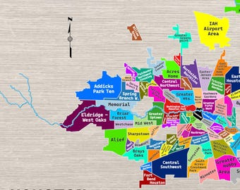 Kaart van de buurten van Houston