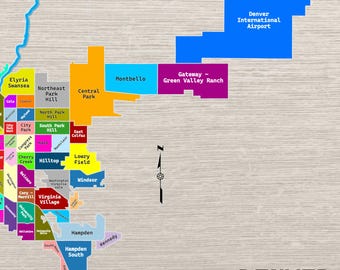 Kaart van de buurten van Denver