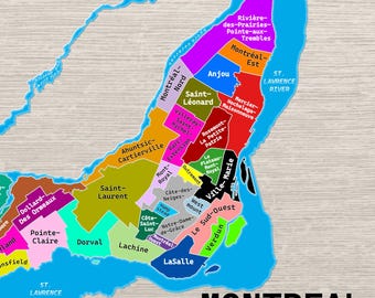 Kaart van de buurten van Montreal