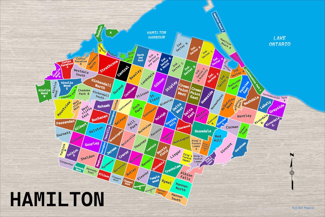 Hamilton Interactive Map Hamilton Neighbourhoods Poster Map - Etsy