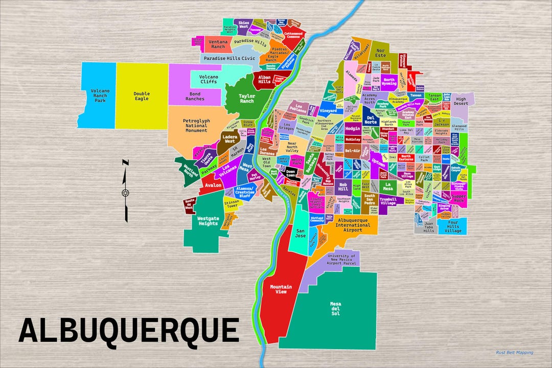 Albuquerque Neighborhoods Poster Map - Etsy