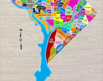 Washington DC Neighborhoods Poster Map