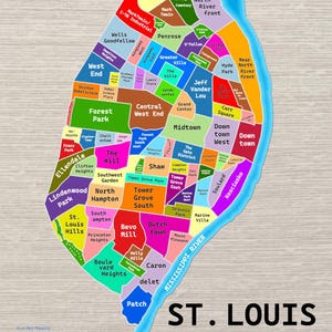 Affiche de carte des quartiers de Saint-Louis