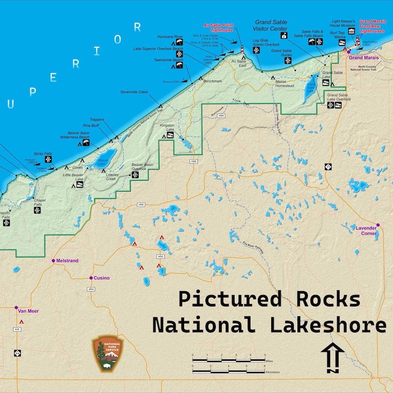 Pictured Rocks National Lakeshore Poster Map - Etsy