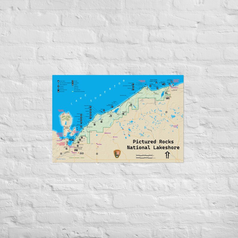 Pictured Rocks National Lakeshore Poster Map - Etsy