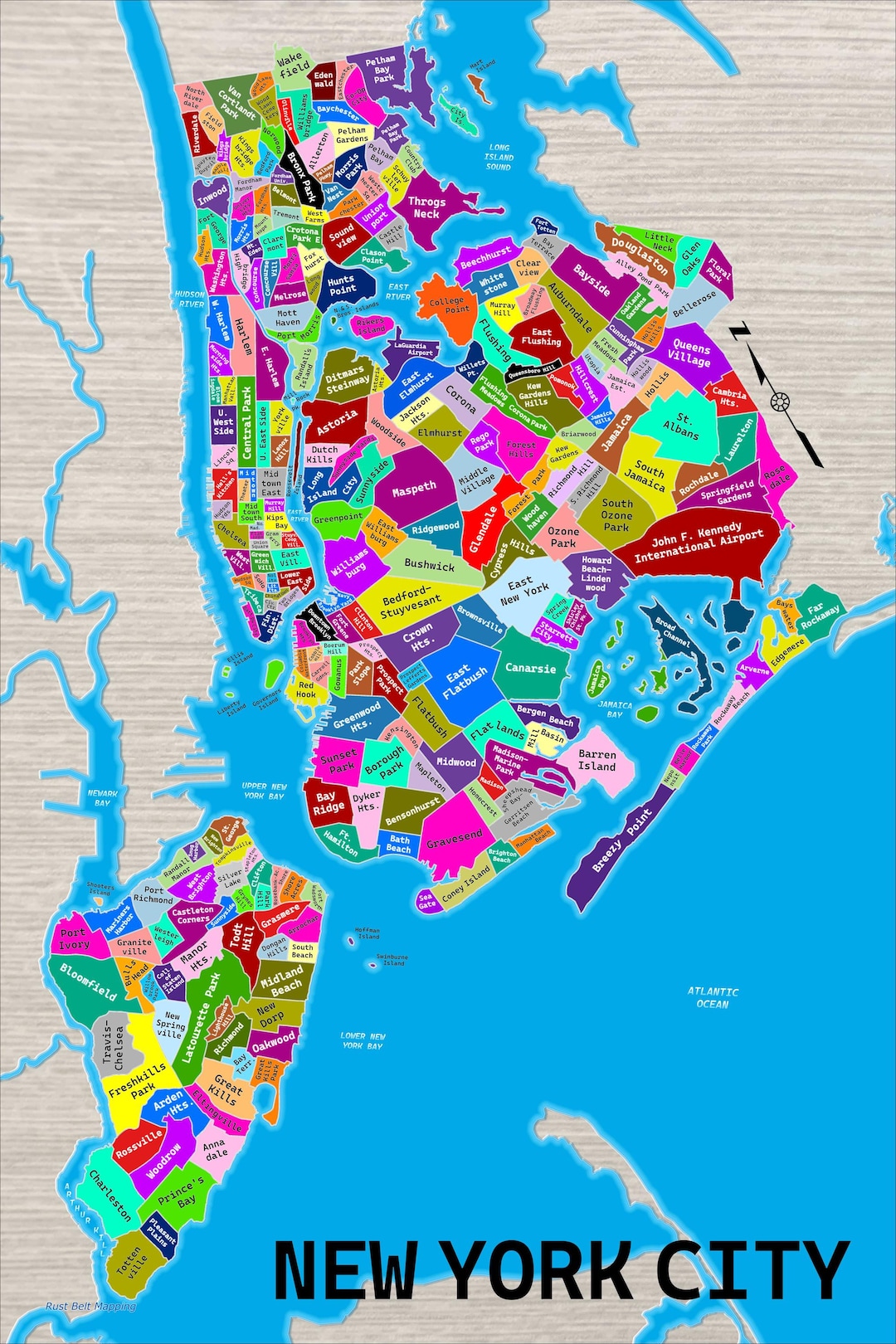 ニューヨーク市近隣地図ポスター - Etsy 日本