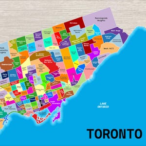 Affiche de carte des quartiers de Toronto