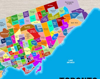 Posterkaart van de buurten van Toronto