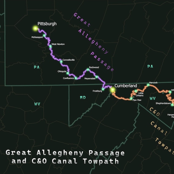 Confluence Allegheny Passage Mileage Chart GAP And C&O Canal